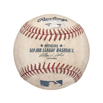 2013 Mike Trout Game Used Baseball - Hit For RBI Single on 9-6-13 vs Rangers (MLB Authenticated)